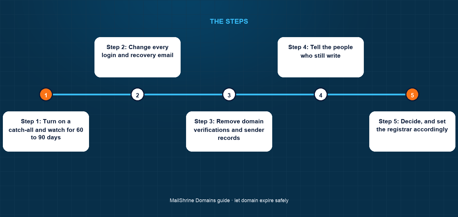 Checklist of systems to detach from a domain before letting it expire