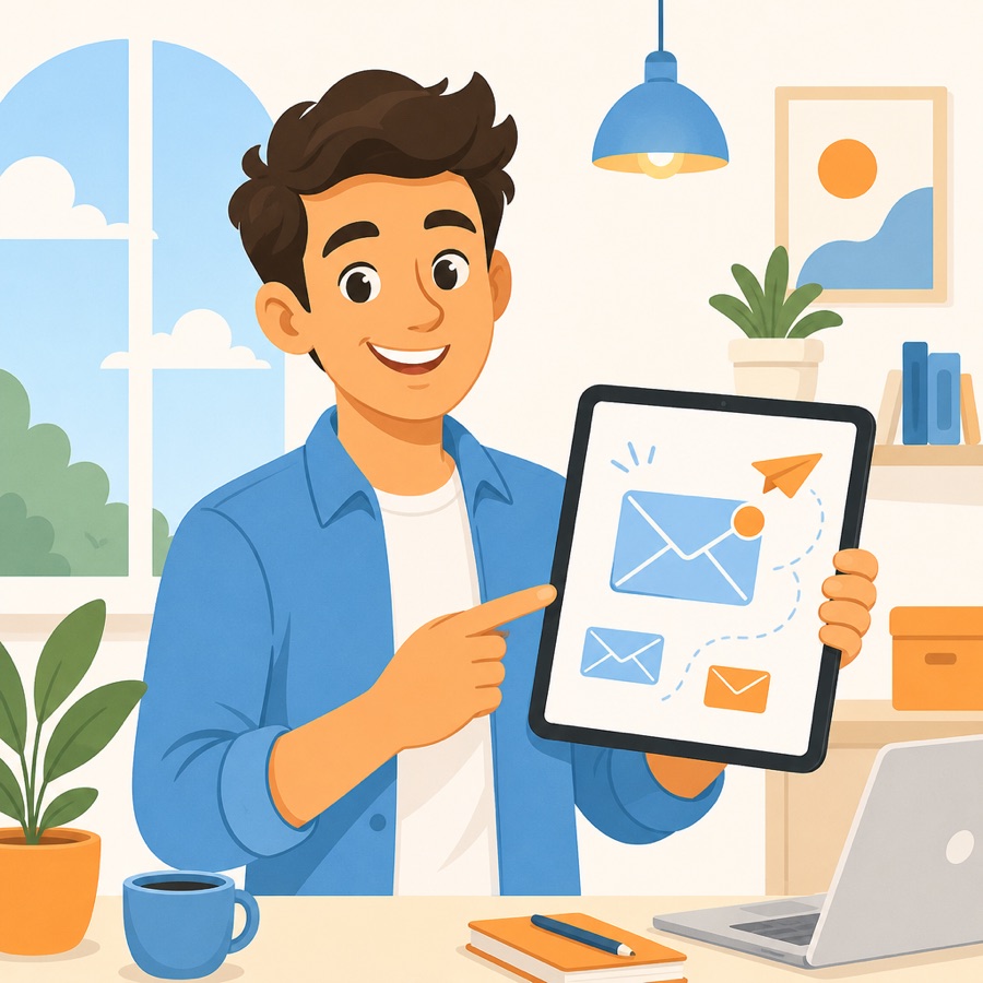Cartoon founder Ava using MailShrine